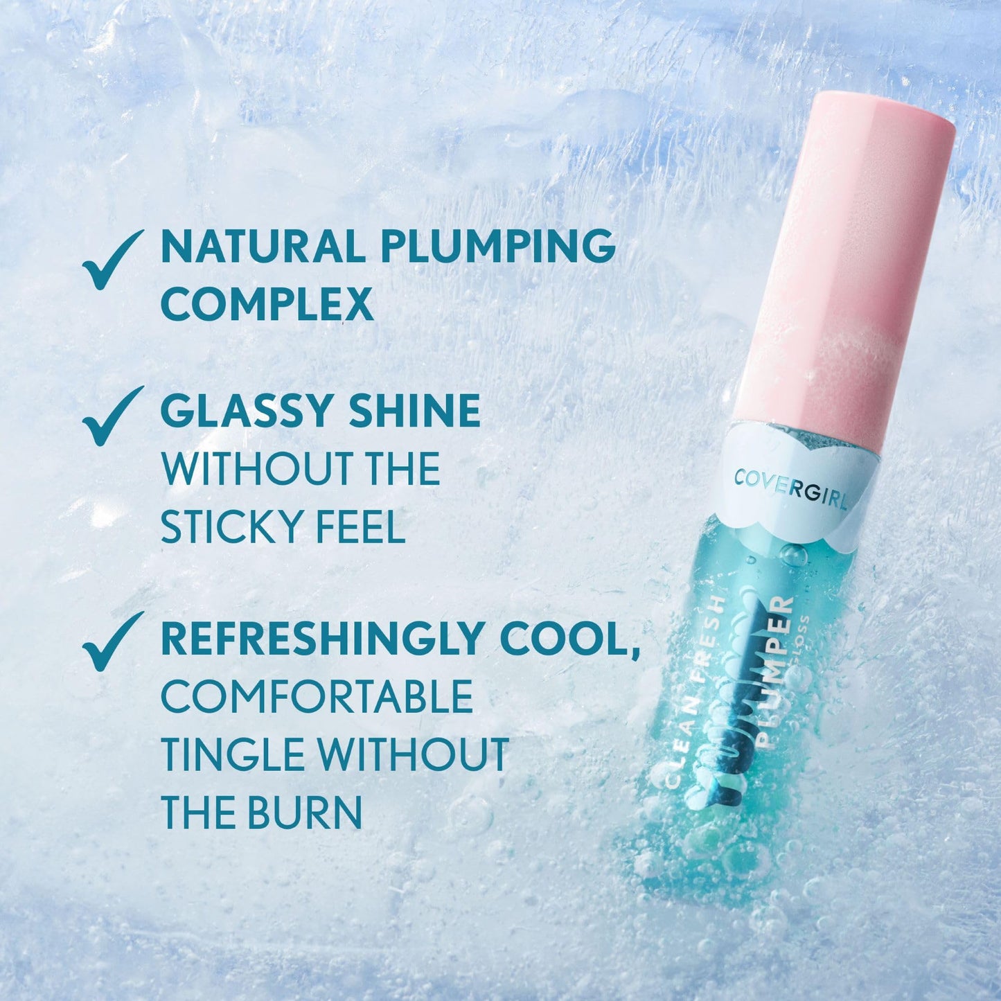 Covergirl Clean Fresh Yummy Gloss, 700 Love At Frost Sight, Plumper Gloss, Shiny Gloss, Vegan Formula, Volumizing Lip Plumper, Easy to Apply, Minty Flavor, 0.33oz