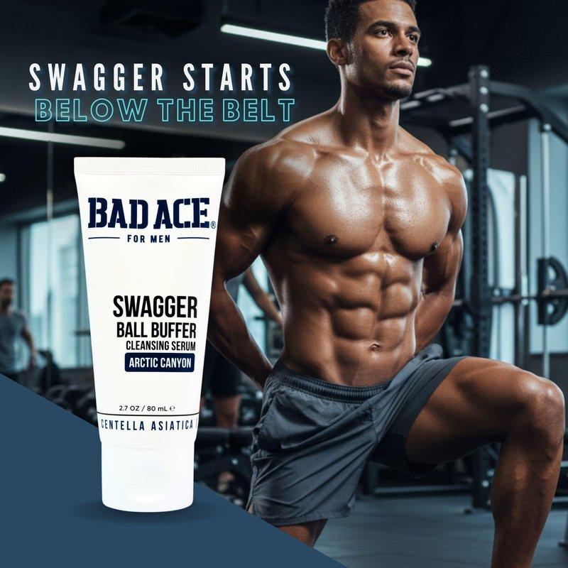 BAD ACE Swagger Ball Buffer | Rinse-Free Hygiene Cleanser & Men's Intimate Wash | Ball & Groin Wash for Mens Hygiene | Below-the-Belt Intimate Wash for Male, Odor & Sweat Control, 2.7 oz