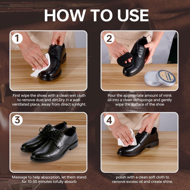 Aosdc Mink Oil Leather Conditioner and Cleaner 3.52 oz - Premium Waterproof Formula for Leather Cowboy Boots,Natural Waterproof Soften and Restore Shoes, Jackets, Hats, Baseball Gloves, Saddles
