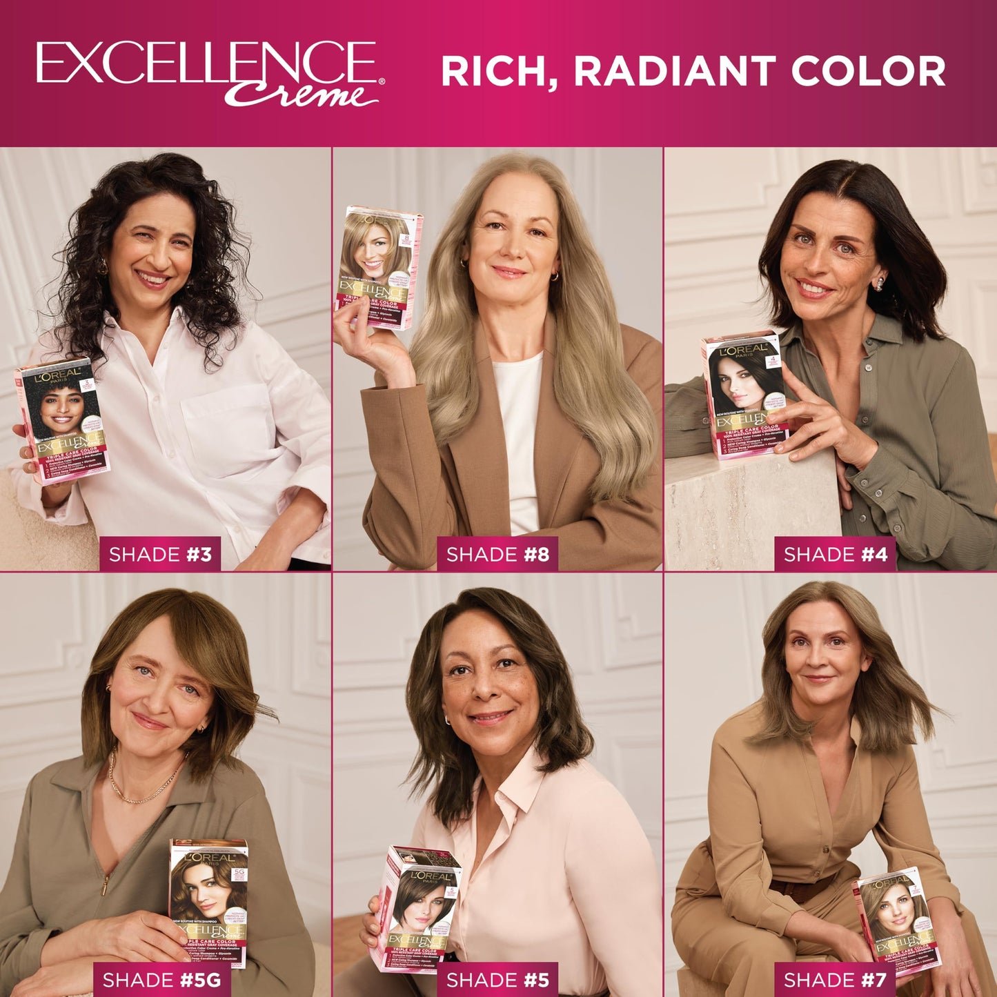 L'Oreal Paris Excellence Creme Permanent Hair Color, 7.5A Medium Ash Blonde, 100 percent Gray Coverage Hair Dye, Pack of 2