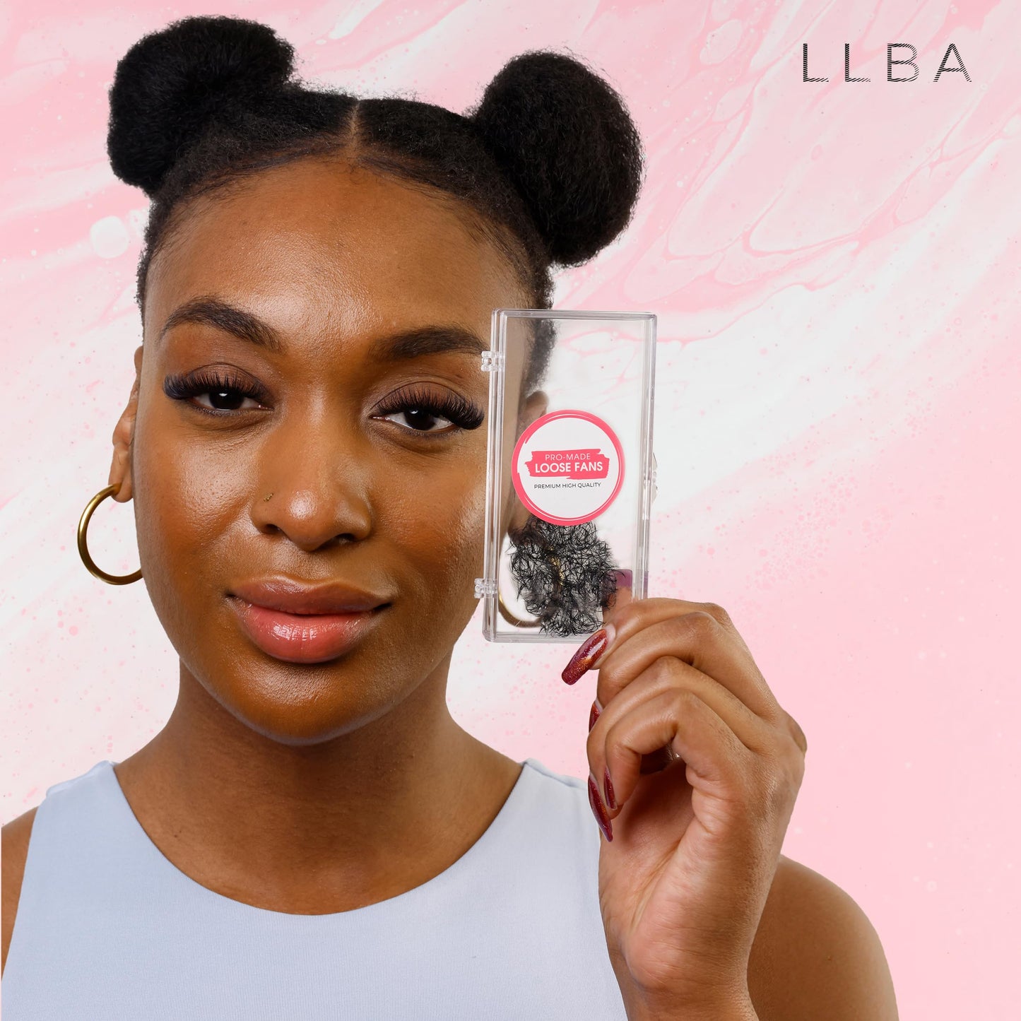 LLBA Promade Fans | Handmade Volume Eyelashes | Multi Selections From 3D To 16D | C CC D DD L M Curl | Thickness 0.03 ~ 0.1 mm | 8 - 20mm Length | Long Lasting | Easy Application (7D-0.07 D 9 mm)