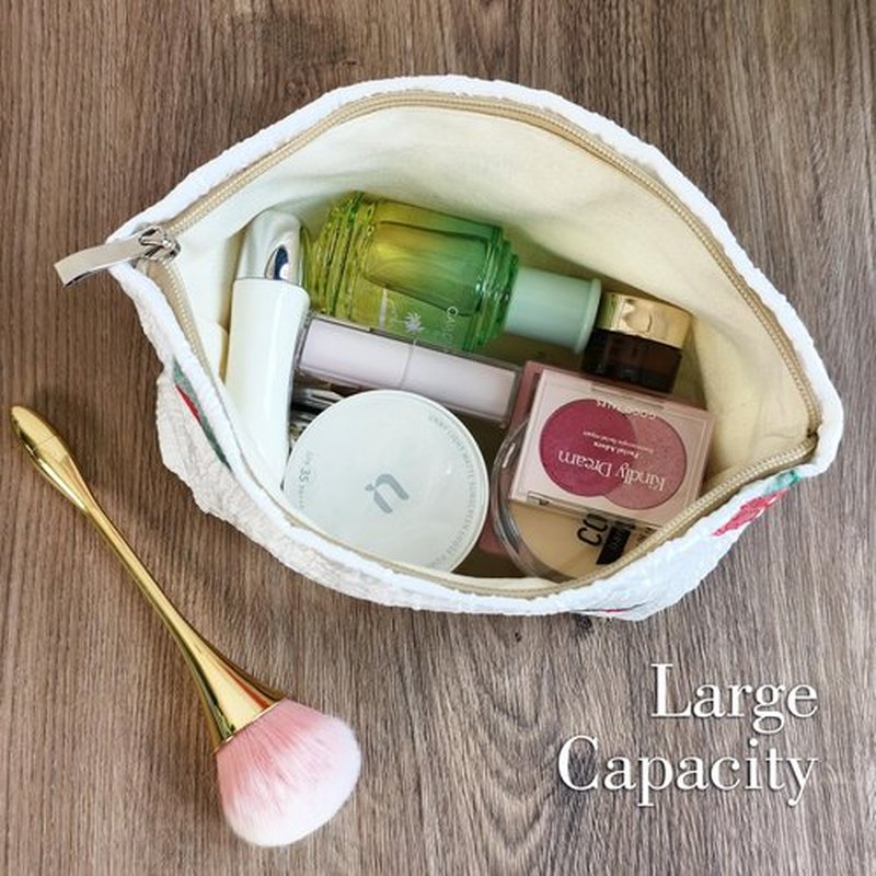 STARDW Aesthetic Makeup Bag for Women Travel Toiletry Bag Large Capacity Makeup Organizer Bag Floral Cosmetic Bags Zipper Pouch (Rose Red)