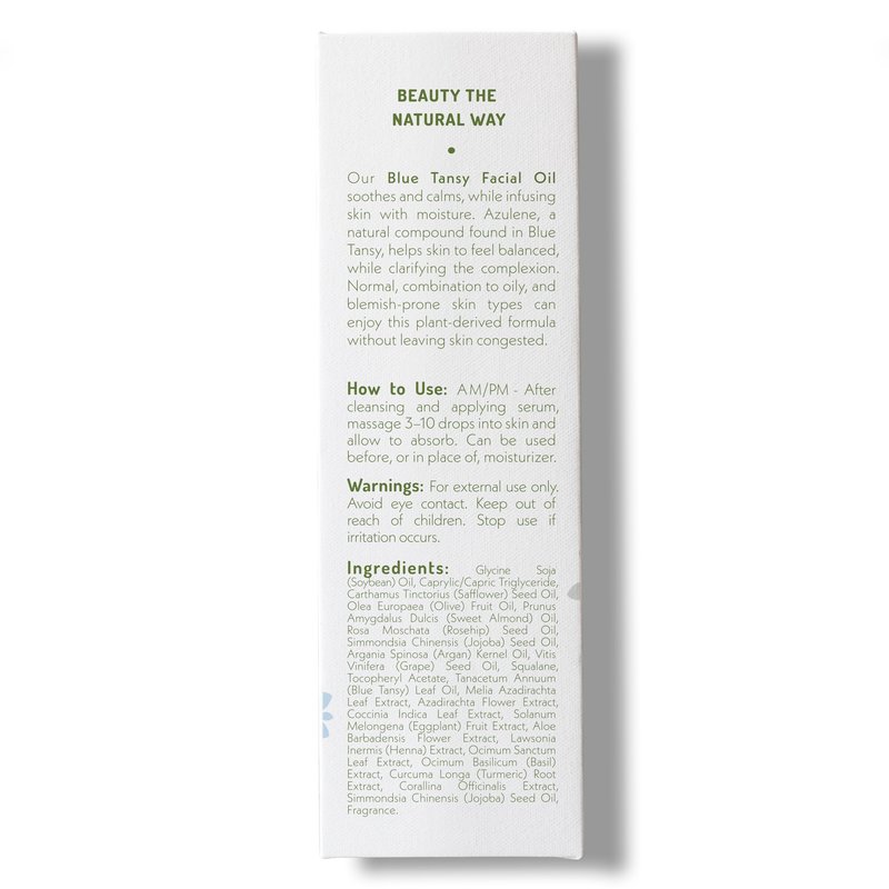 Eve Hansen Blue Tansy Facial Oil Moisturizer - Balancing Face Oil With Squalane, Rosehip, Turmeric, Vitamin E For Skin | Non-Greasy - 1.7 oz
