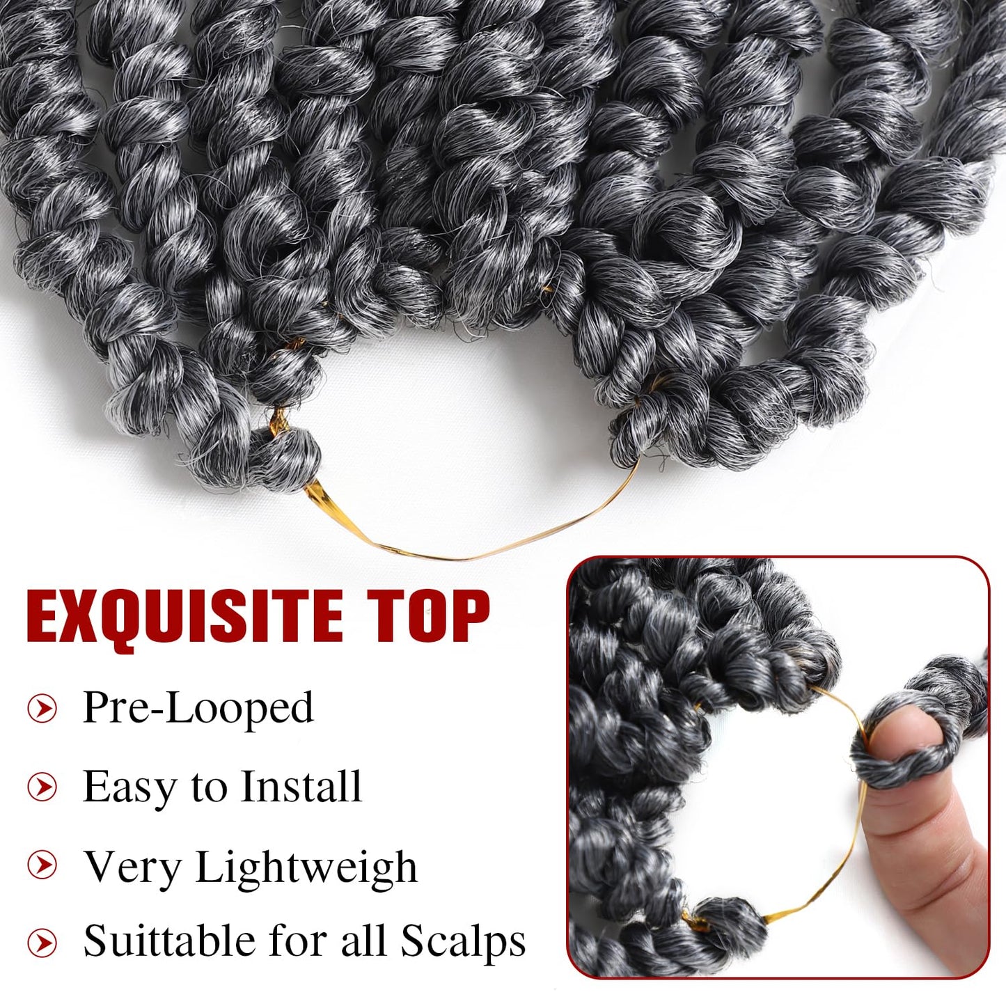 VIOLET Passion Twist Crochet Hair 6 Inch 9 Packs Passion Twist Hair Pre-twisted Crochet Hair for Black Women(TGray, 6 Inch, 9 Packs)