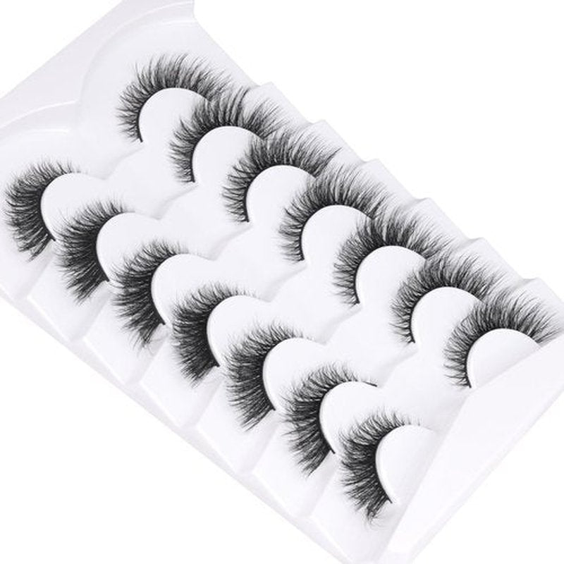 False Eyelashes Cat Eye Lashes Natural Fluffy Eyelashes Wispy Strip Lashes Mink Volume Fake Eyelashes 7 Pairs Natural Lashes Cat Eye ALICROWN