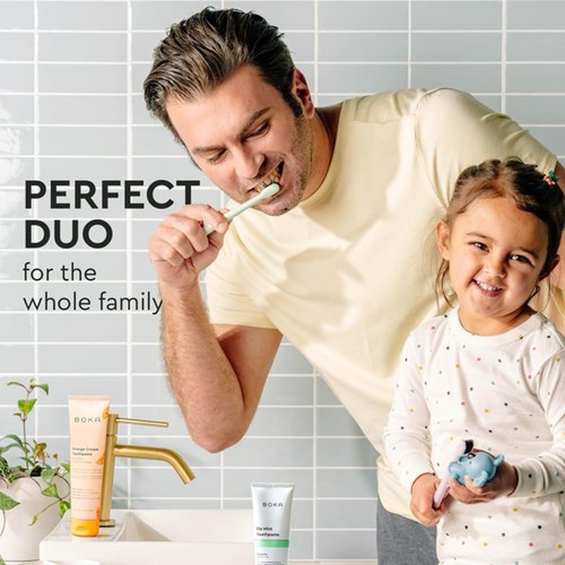 Boka Fluoride Free Toothpaste - Nano Hydroxyapatite, Remineralizing & Whitening - Dentist Recommended for Adult, Kids - Ela Mint, Orange Cream Natural Flavor, 4oz 2Pk - US Manufactured
