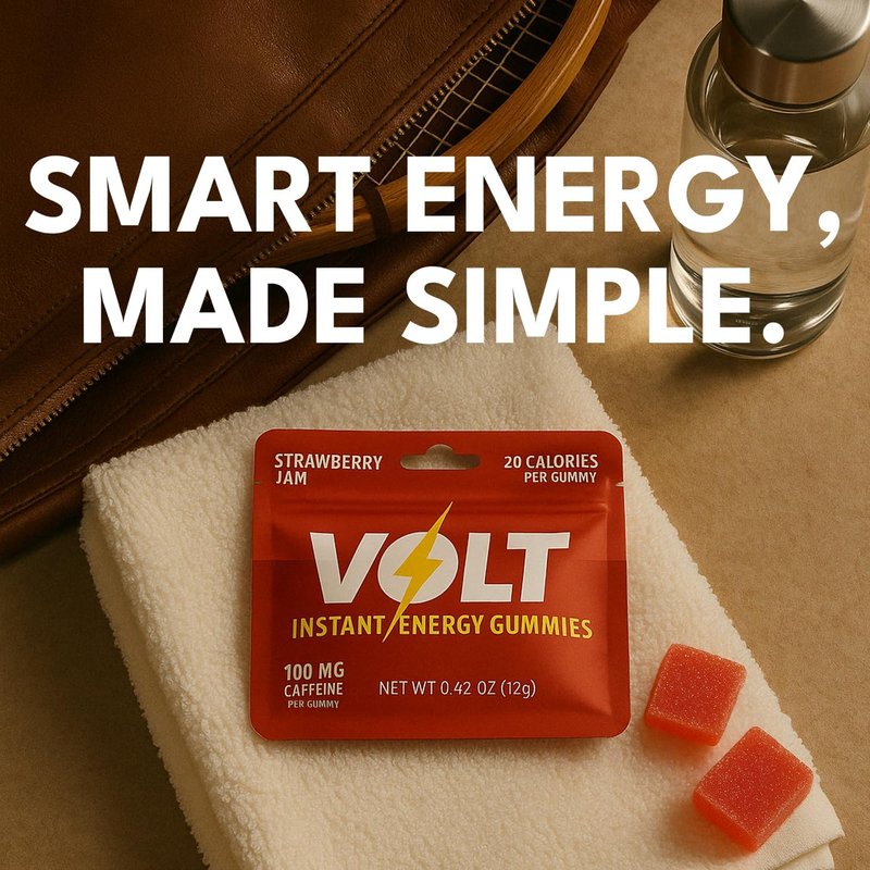 Volt Instant Energy Gummies - 100mg Caffeine Chews for Fast-Acting Workout Fuel | Strawberry Jam - 12 Pack