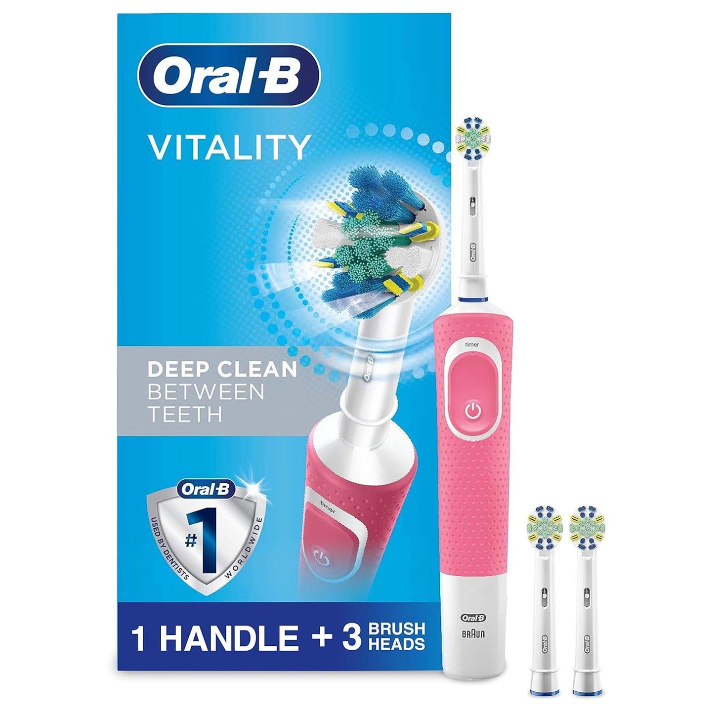 Oral-B Vitality FlossAction Electric Toothbrush with Replacement Brush Head, Pink