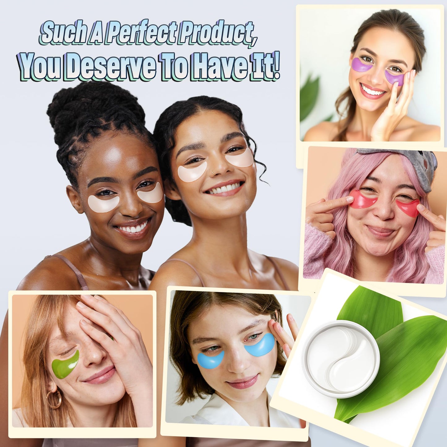 NAZANO Under Eye Patches - 60 Pack for Puffy Eyes, Dark Circles, Bags & Wrinkles with Hydrolyzed Collagen & Hyaluronic Acid - Eye Care Pads for Daily Skincare (White)