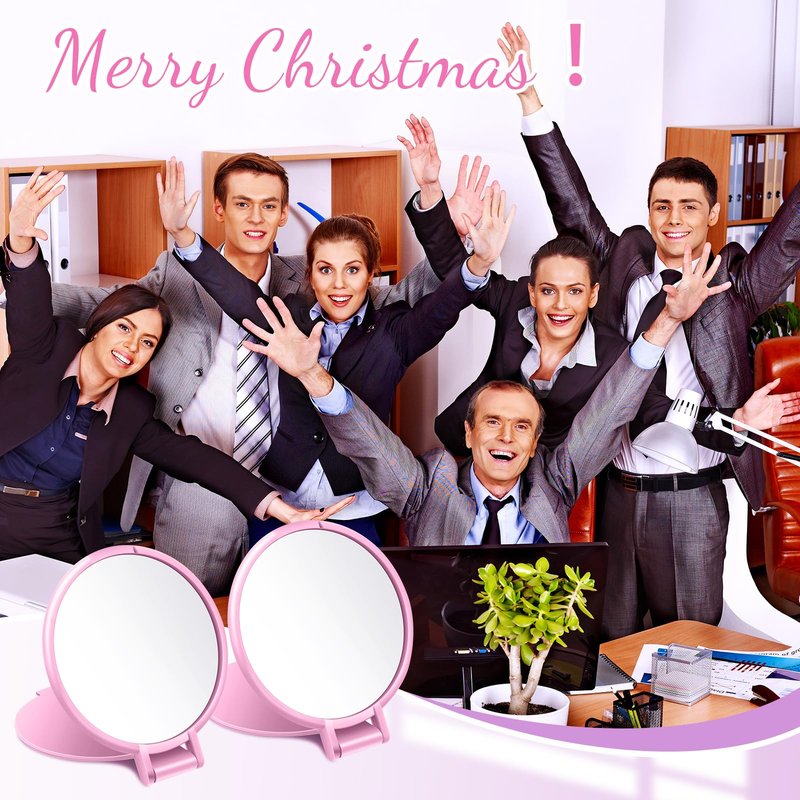 Saysurey 24 Pcs Mini Pink Compact Mirror Bulk for Women Small Round Portable Pink Mirror Makeup Folding Pocket Travel Accessories for Woman Bridal Shower Party Favor Coworker Nurse, 2.8 x 2.4 Inch