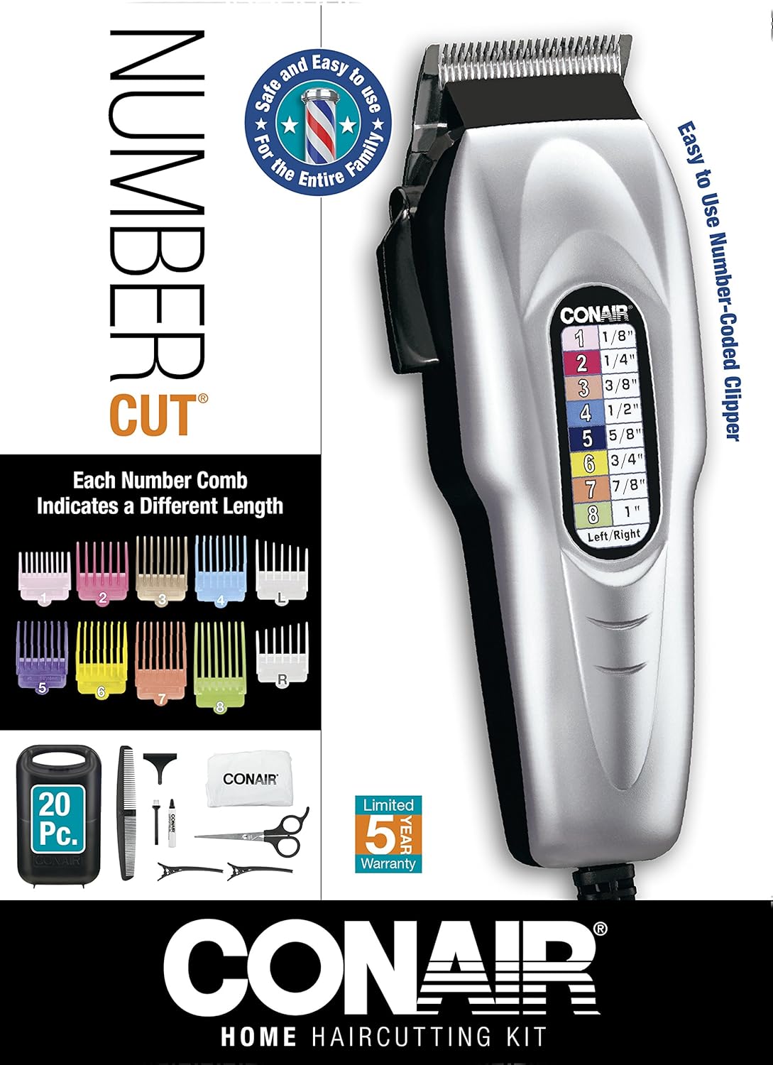 ConairMAN Hair Clippers for Men, 21-Piece Home Hair Cutting Kit