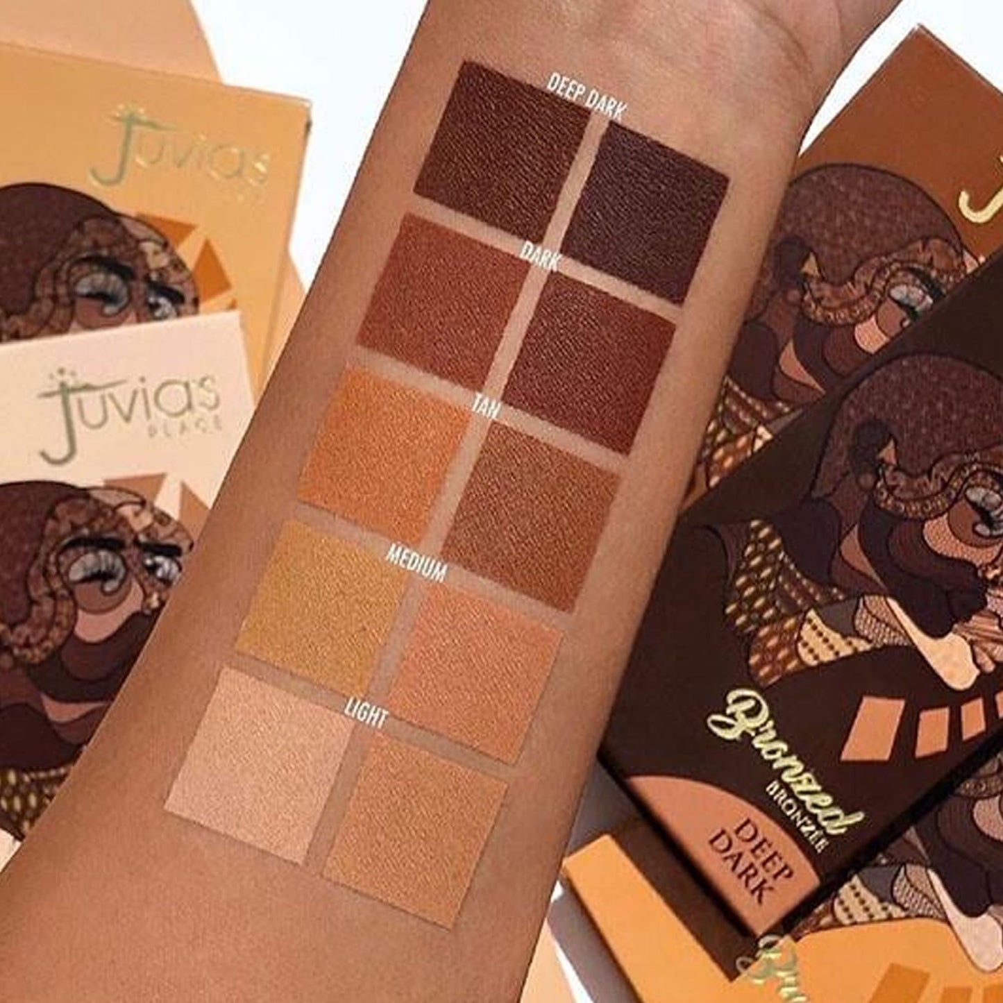 Juvia's Place Bronzed Duo Bronzer Dark - Soft Matte Bronzer, Contour Powder, Bronzer Pressed Powder, Long-Wearing & Buildable Bronzing Powder - Suitable for Dark to Deep Tan Skin Tone