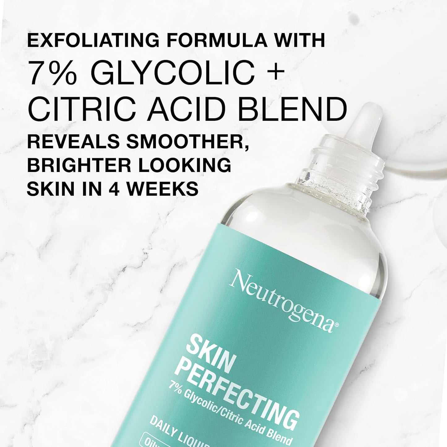 Neutrogena Daily Liquid Facial Exfoliant with 7% Glycolic Acid for Oily Skin - Smoothing & Clarifying Leave-On Treatment, 4 fl. oz