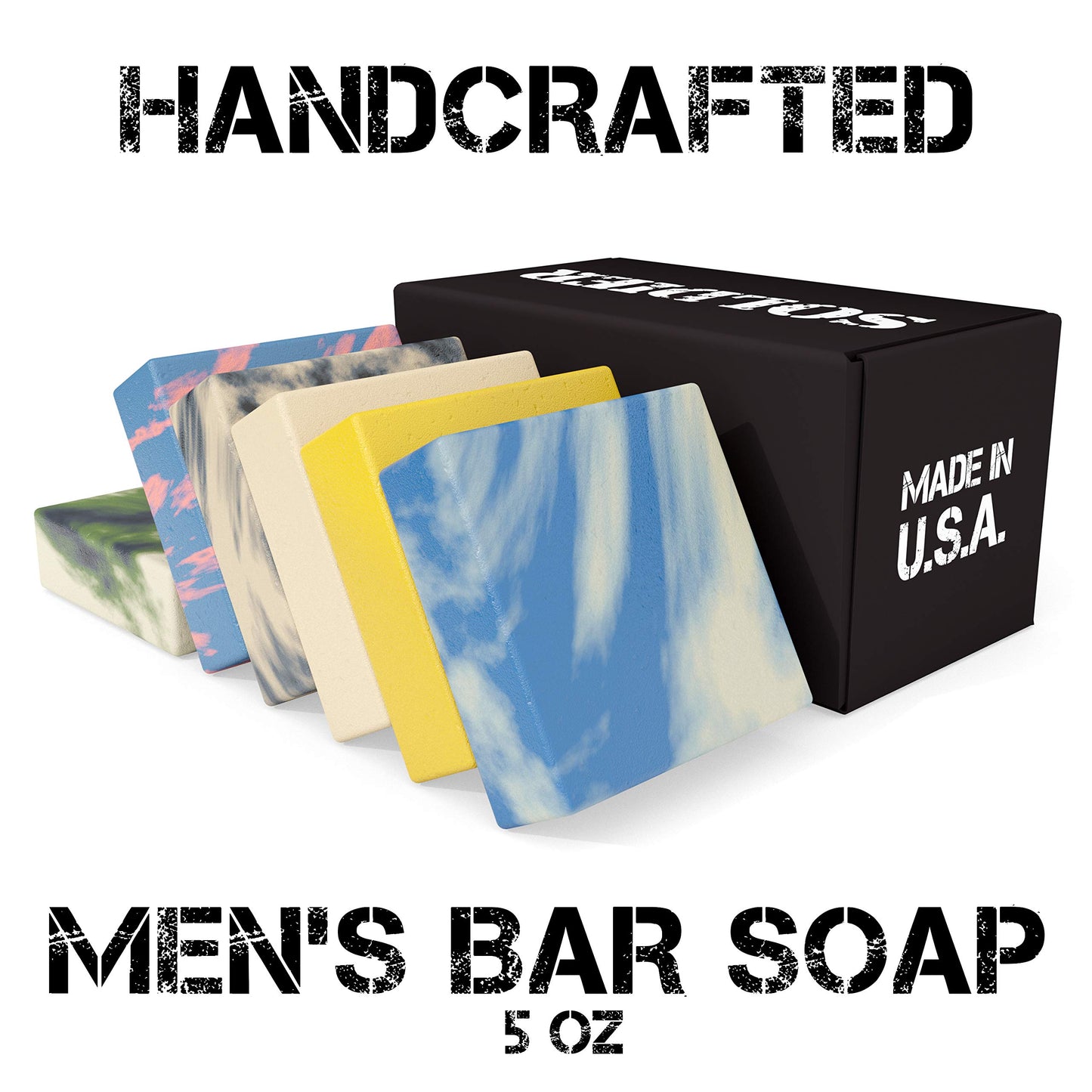 NATURAL AMERICAN SOLDIER Mens Bar Soap - Masculine Scents, 100% Natural Soap for Men - Essential Oils, Organic Shea Butter - Made in USA, Man Body Wash - 5 oz (6pk)
