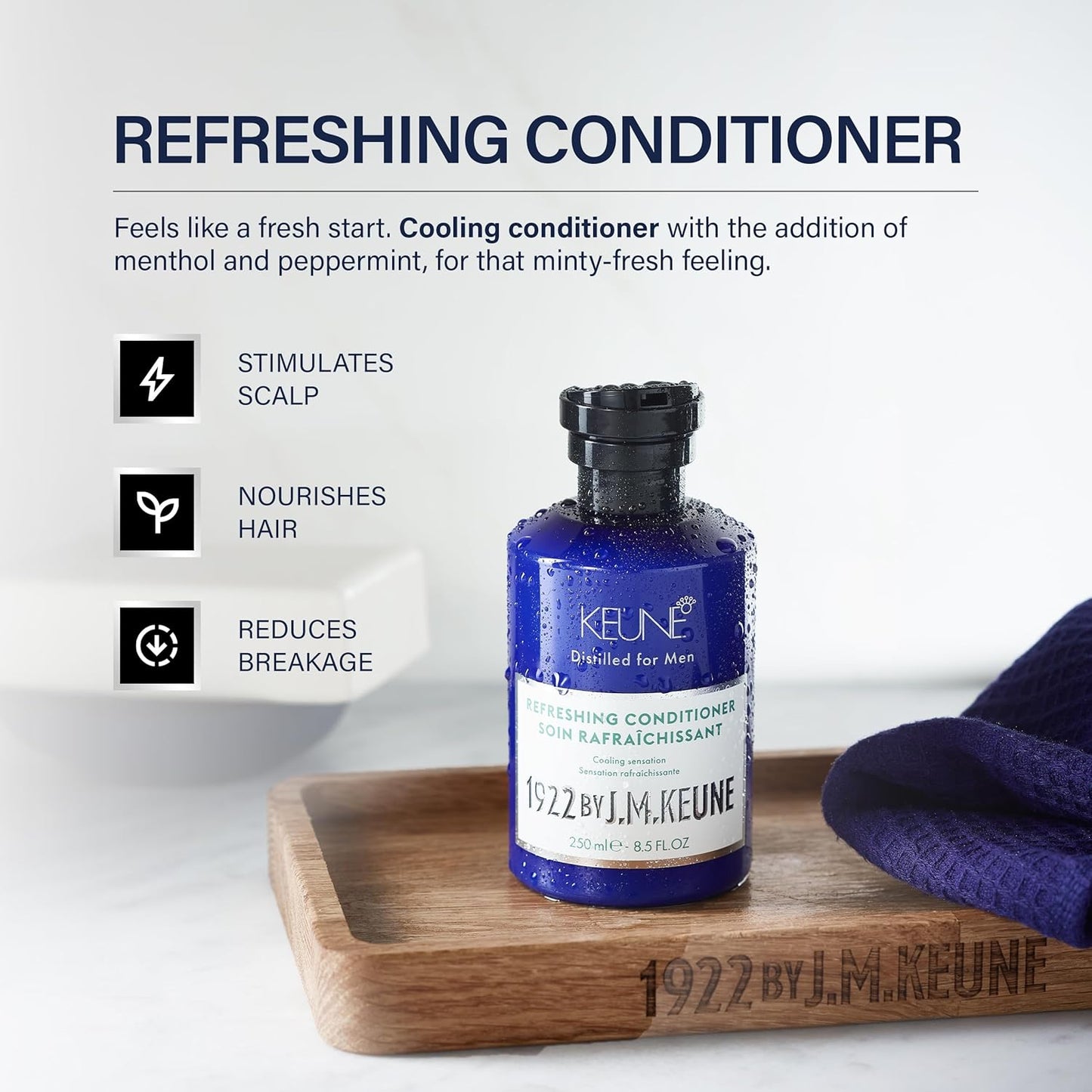 1922 by J.M. Keune Refreshing Conditioner, Cooling & Stimulating Conditioner for Men, 8.5 Fl Oz