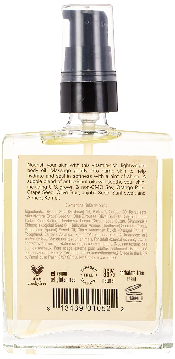 FarmHouse Fresh Clementine Body Oil, Orange, 4 Fl Oz (Pack of 1)