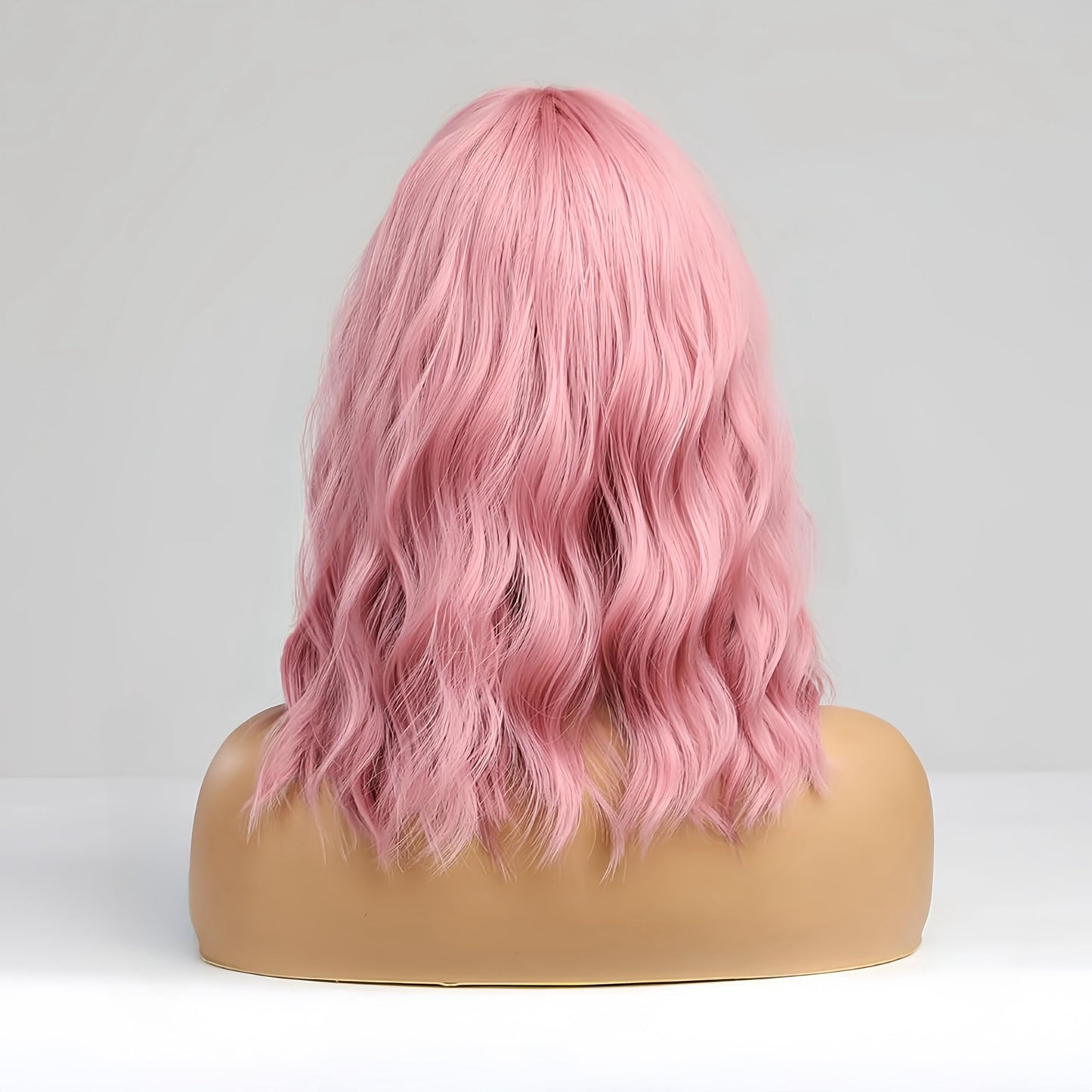 incohair Pink Wig with Bangs Short Curly Pink Bob Wig for Women Girls Synthetic Cosplay Party Wigs Wig Cap Included (Pink)