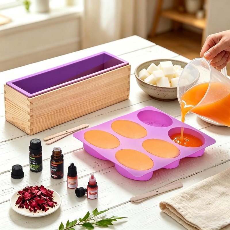 Soap Making Kit for Adults - All-in-One Supplies with Goat Milk Base, Silicone Molds & 500+ DIY Accessories