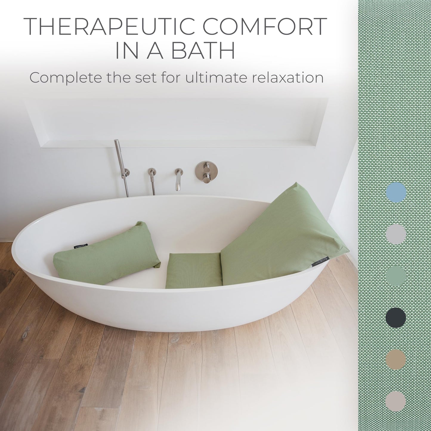 BADESOFA® Luxury Bath Tub Pillow for Feet | Premium-Quality Materials | Comfortable & Quick-Drying | Washable Bath Cushion in Green | Home Spa Accessories | Universal Fit for Any Bathtub