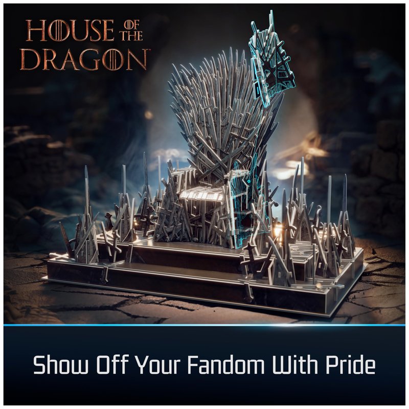 4D Build, Game of Thrones Iron Throne 3D Model Kit, GOT Collectibles & Desk Décor, Adult Puzzles for Fantasy Book GOT Fans, 3D Puzzles for Adults & Teens, 219 Pieces, for Ages 12 & Up