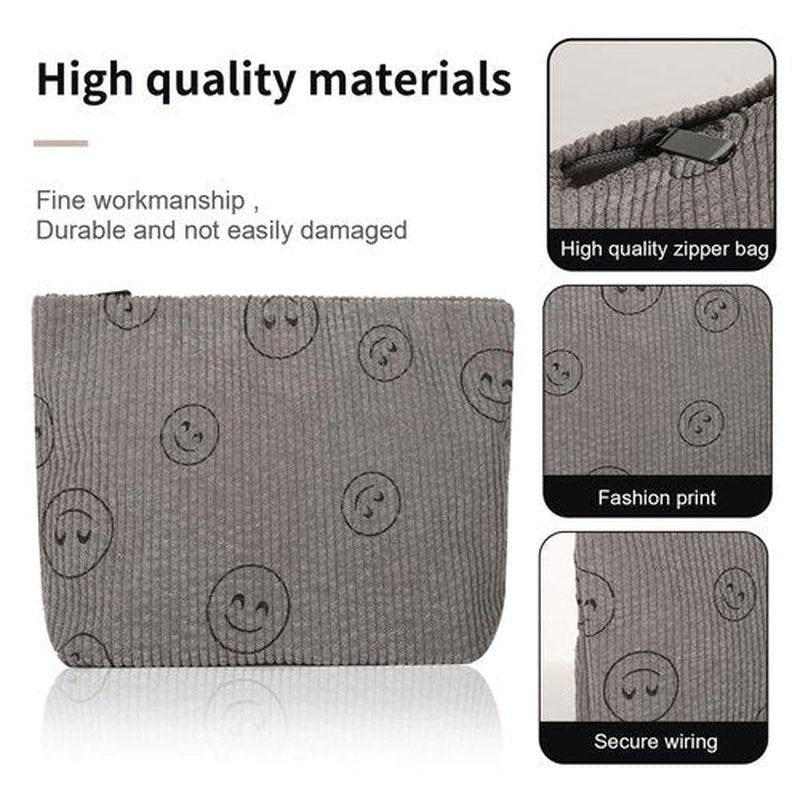 Wudimeitt Cosmetic bag Makeup bag Preppy Cute Corduroy Toiletry bag for women travel essentials (greygrey)
