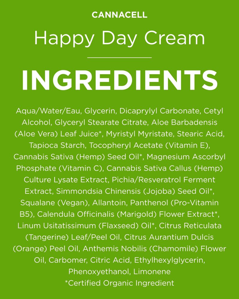 Andalou Naturals Cannacell Happy Day Cream - Hydrating Face Moisturizer with Nourishing Stem Cells - Rich in Vitamins, Plant-Based Proteins, & Omegas for Glowing Skin - 1.7 Fl Oz
