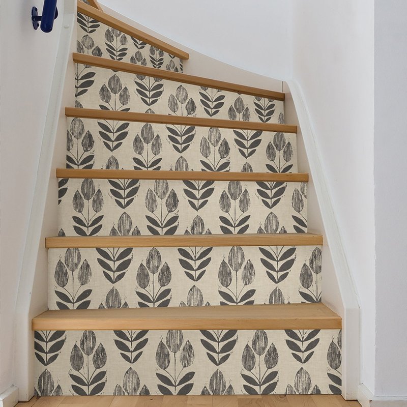 NuWallpaper Folk Tulip Peel and Stick Wallpaper, Neutral, Textured Removable Wallpaper, 20.5 in x 18 ft