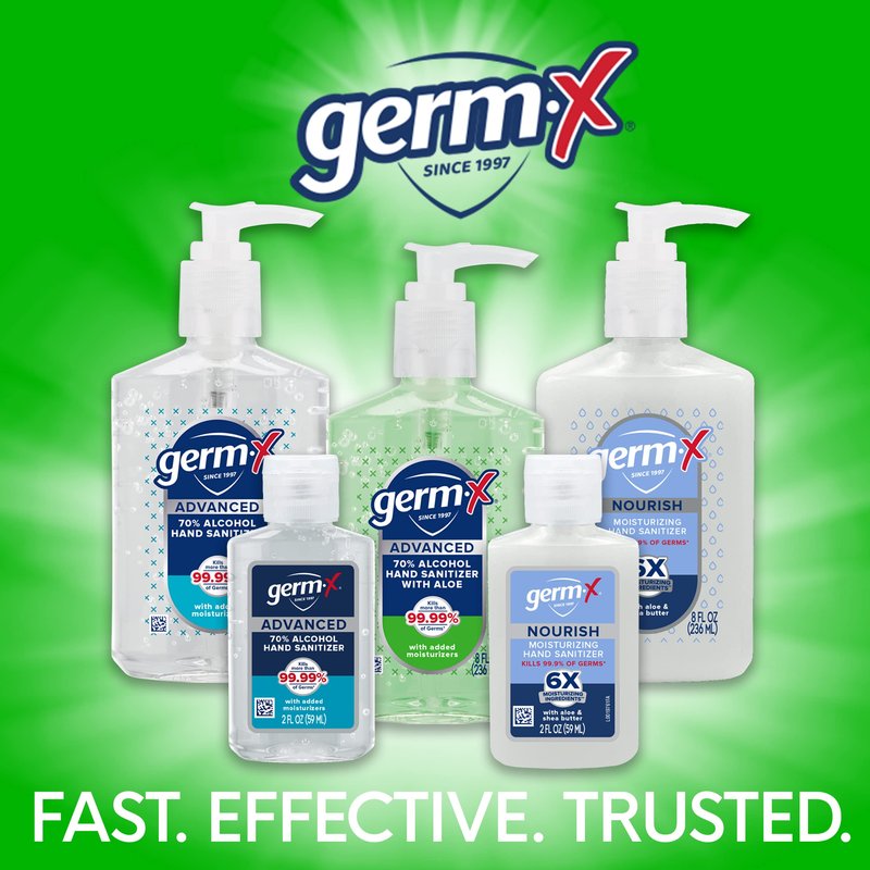 Germ-X Advanced Hand Sanitizer with Aloe and Vitamin E, 1 Liter, Less Drying Moisturizing Gel, No Rinse Formula, Pump Bottle