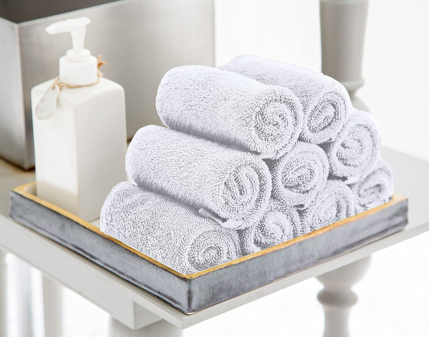 Utopia Towels 12 Pack Cotton Washcloths Set, 100% Ring Spun Cotton, Premium Flannel Face Cloths, Highly Absorbent and Soft Feel Fingertip Towels, Beige