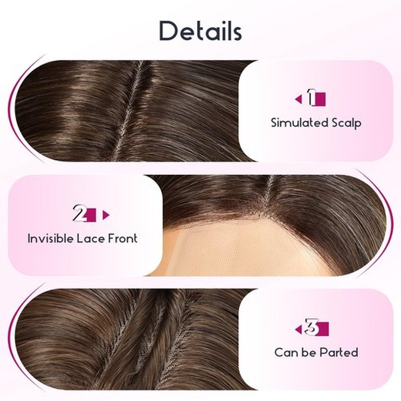 EMMOR Short Bob Wigs,Natural Shoulder Length Central Lace Bob Wgs, Premium Heat-Resistant Synthetic Straight Wigs for Women Daily Use(Ombre Ash Blonde with Brown Highlight)