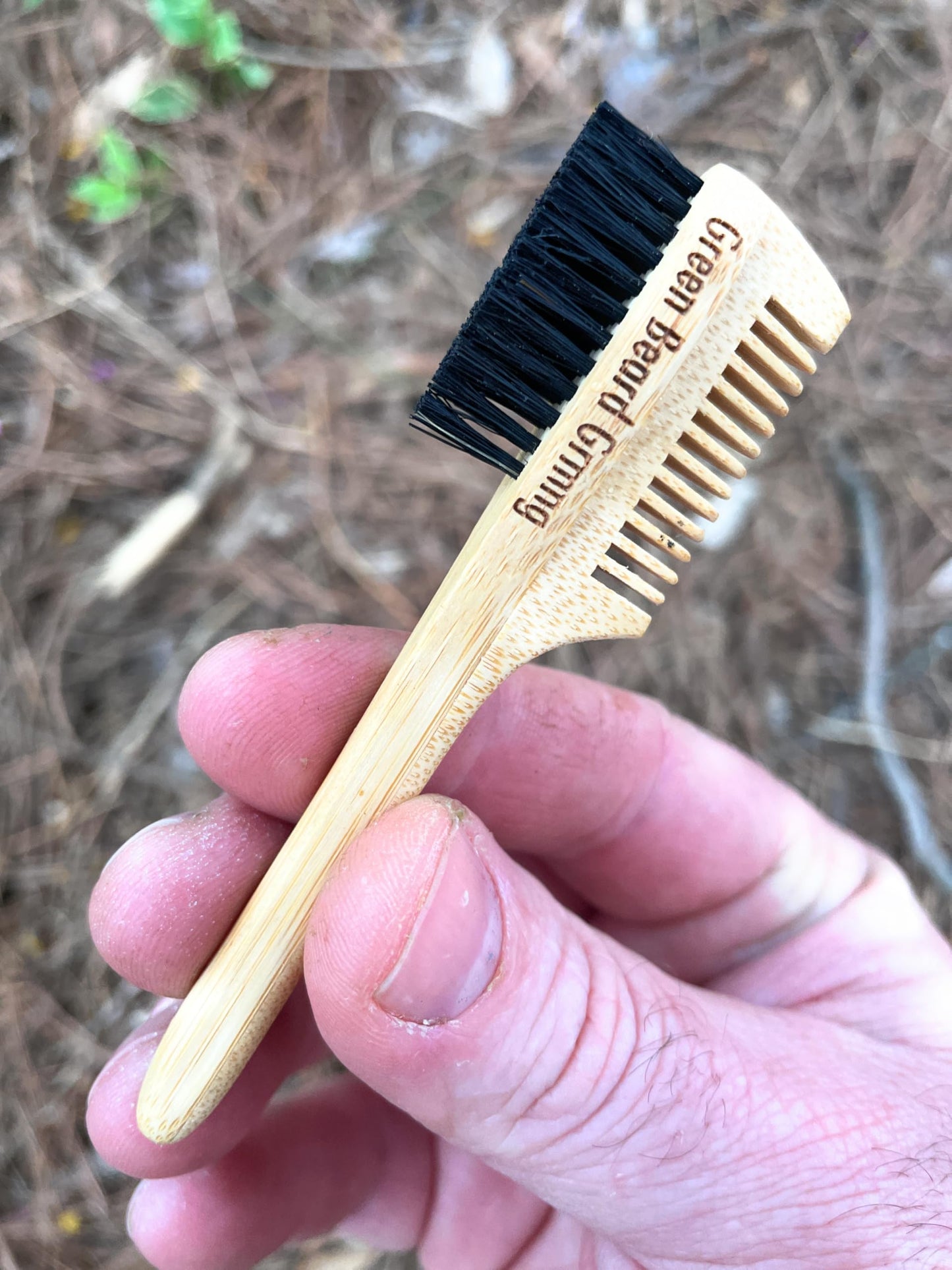 2-in-1 Sapling Split-leaf Mustache Brush & Comb (2-Pack) from Green Beard Grmng - Boar Bristle & Bamboo