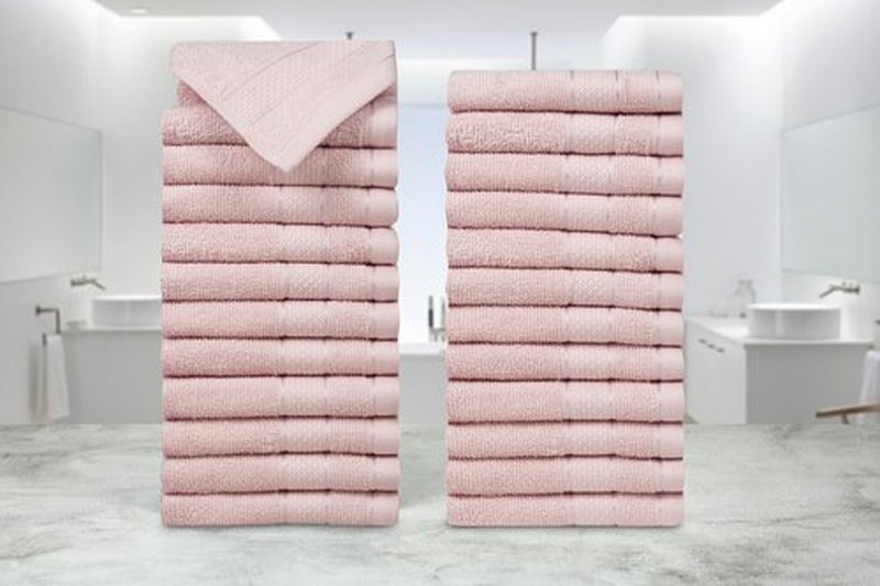 Casa Lino 24 Pack Wash Cloths Set, (12" X12) 100% Cotton wash Cloths, wash Cloths for Your face and Body, Highly Absorbent & fingertip Soft wash Cloths for Your face and Body, Blush