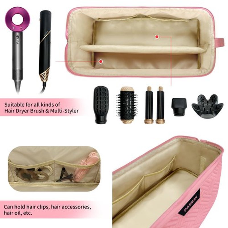 Hair Tools Travel Bag for Shark Flex,Carrying Case Flat Curling Iron Waterproof Organizer,Compatible with FlexStyle Attachment (Pink)