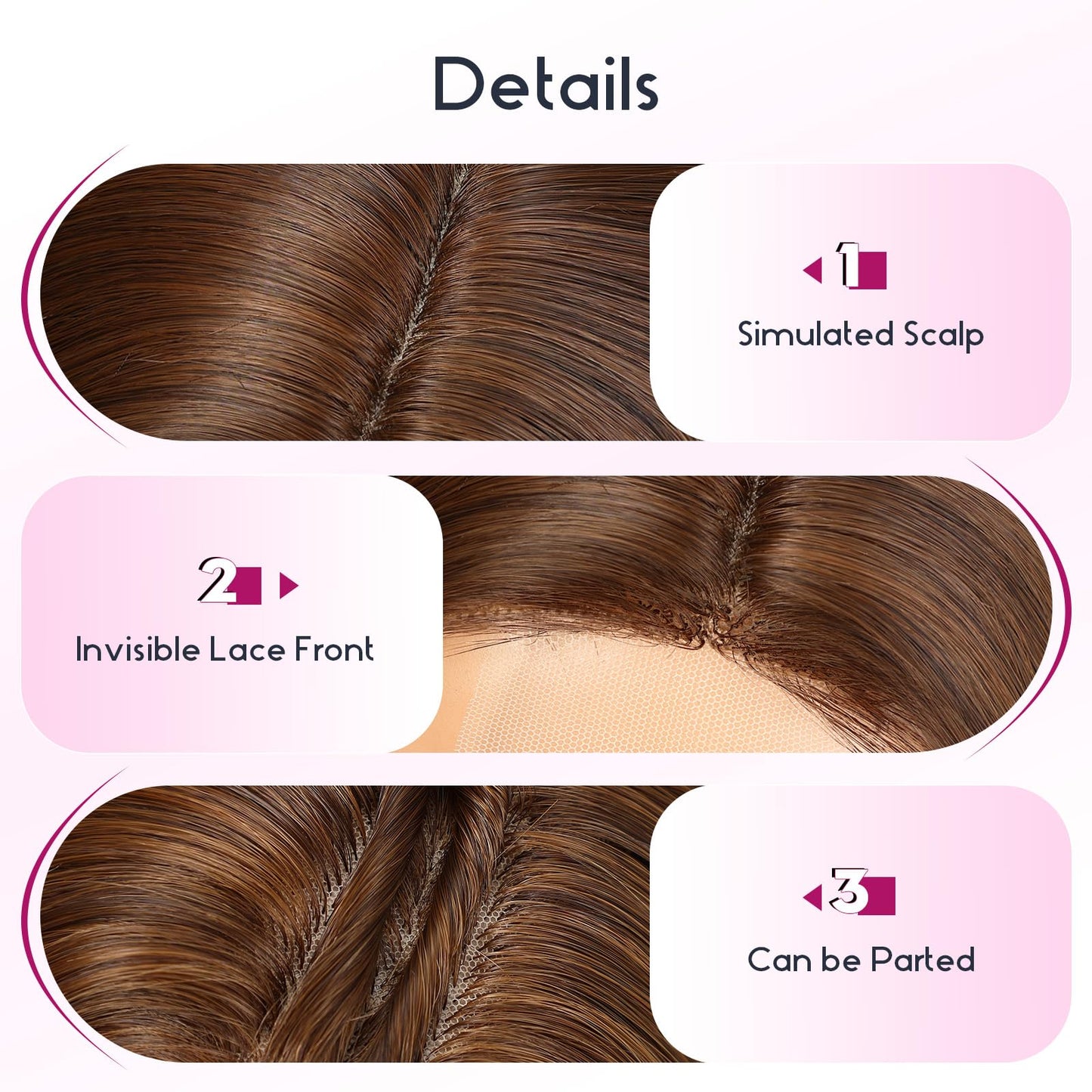 EMMOR Short Bob Wigs,Natural Shoulder Length Central Lace Bob Wgs, Premium Heat-Resistant Synthetic Straight Wigs for Women Daily Use(Brown with Light Brown Highlight)