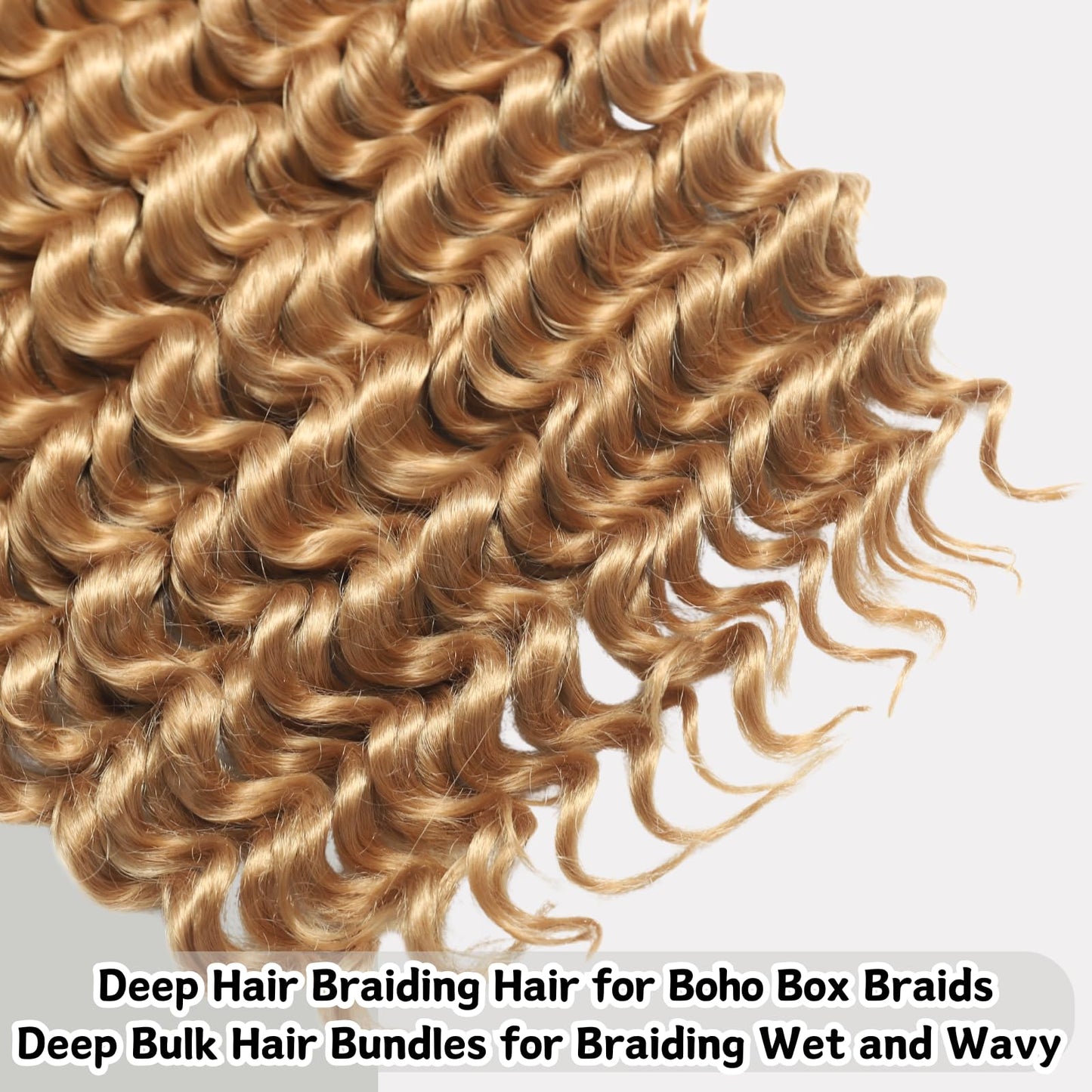 Deep Wave Bulk Hair For Braiding Hair 24inch 160g No Weft Wet And Wavy Quality Synthetic Hair Braiding Extensions For Boho Braids(2 Bundles/Pack 27#)