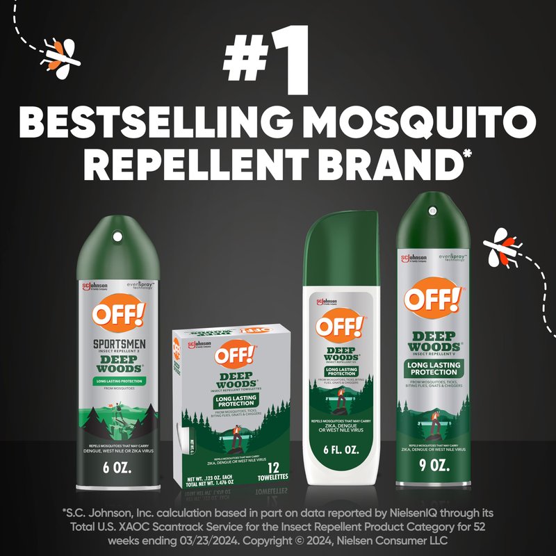 OFF! Deep Woods Sportsmen Insect Repellent Aerosol, Bug Spray Containing 30% DEET, Protects Against Mosquitoes and Ticks, 6 Oz, (Pack of 4)