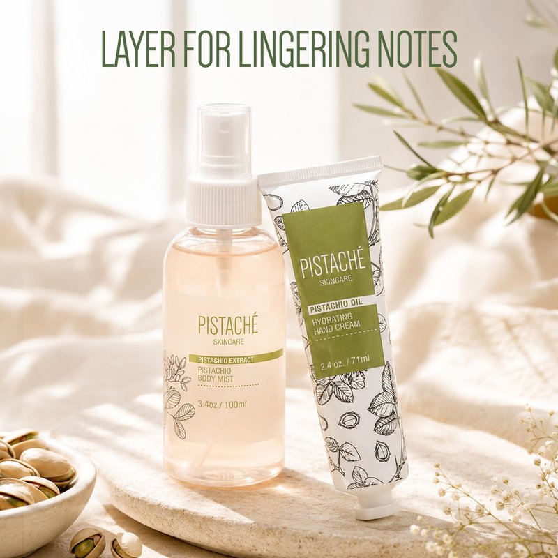 Pistaché Skincare Pistachio Oil Hand Cream | Nourishing & Hydrating Moisturizer for Dry Hands, Nails & Cuticles | Long-Lasting with Vitamin E & Antioxidants (Travel Trio)