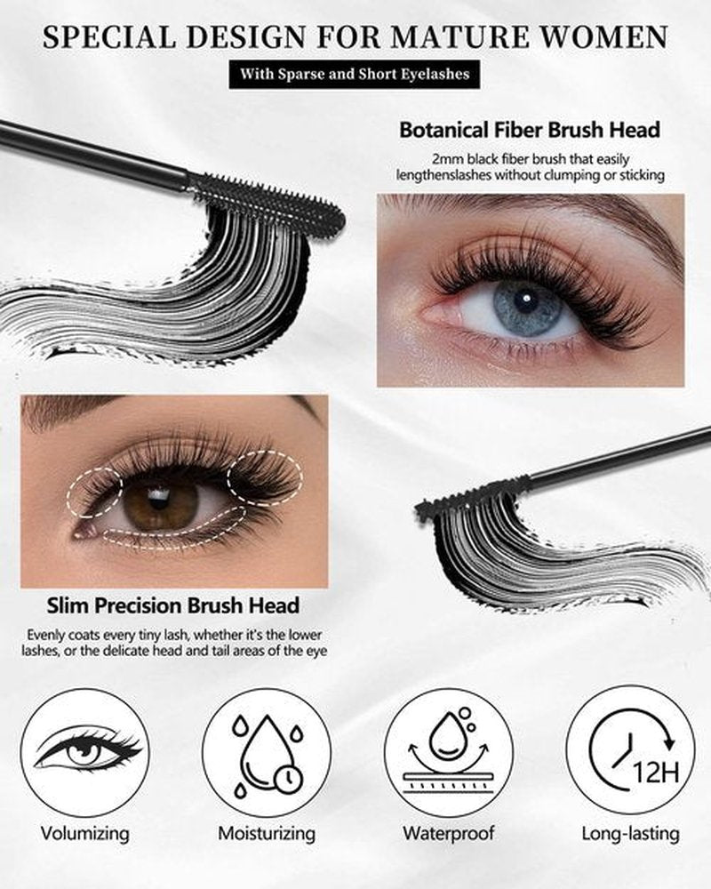 Brown Mascara & Eyeliner Pen Kit-2Pcs Longlasting Waterproof Brown Tubing Mascara 1Pcs Smudge-Proof Eye Liner Pencil,Volume and Length Curling Mascara Liquid Eyeliner Eye Makeup for Older Women-Set 02
