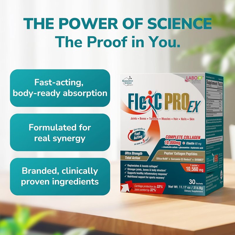 Full Spectrum Collagen Supplement - Type I, III, V & X with Peptan, Eggshell Membrane & Curcumin for Hair, Skin, Nails, Joints & Bones