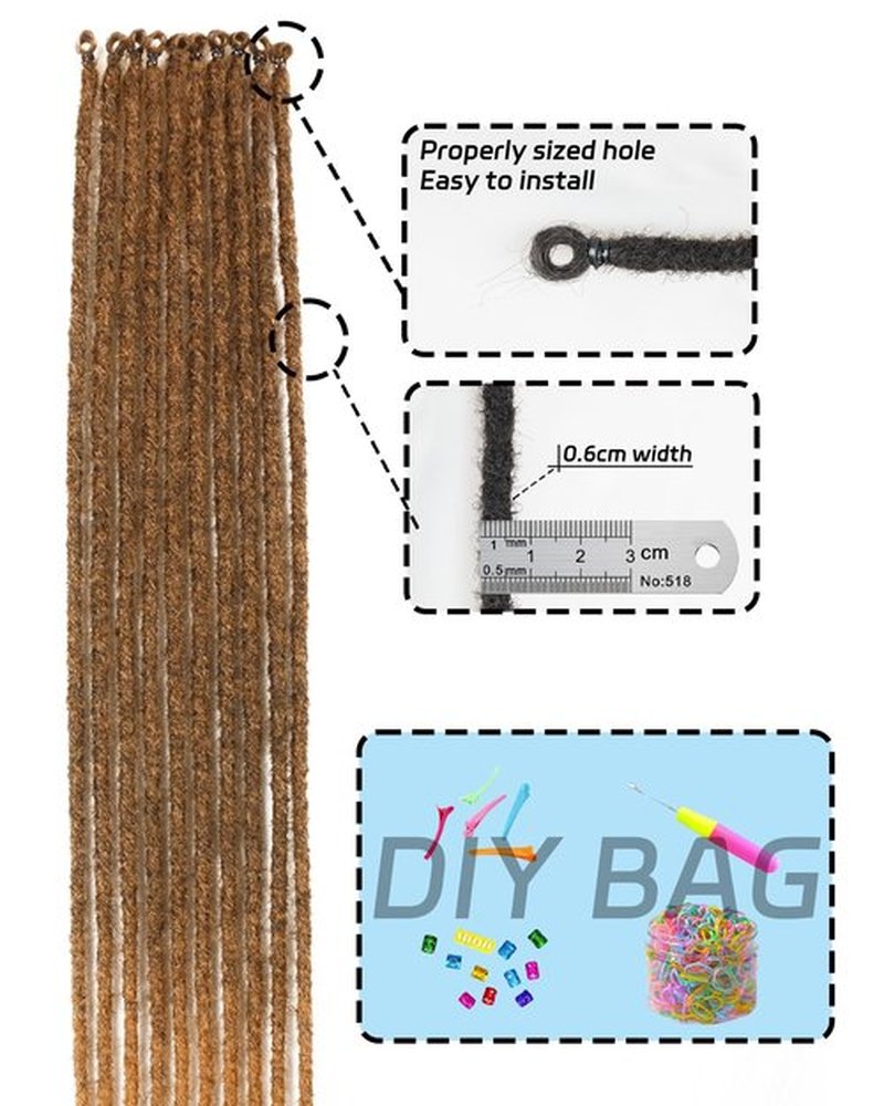 24 Inches Single Ended Dreadlock Extensions for Women(0.6 cm Width,50 Strands,Ombre Blonde),Faux Locs Crochet Hair,Soft Synthetic Loc Extensions(24"-5 Packs,T1B/27)