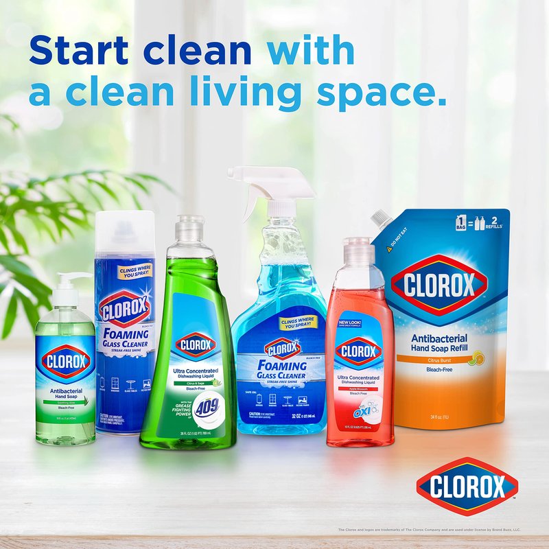 Clorox Antibacterial Liquid Hand Soap Refill, Strawberry Scent - Scented Antibacterial Hand Wash for Bathroom or Kitchen That Washes Away Dirt and Keeps Hands Soft, 34 Fl Oz