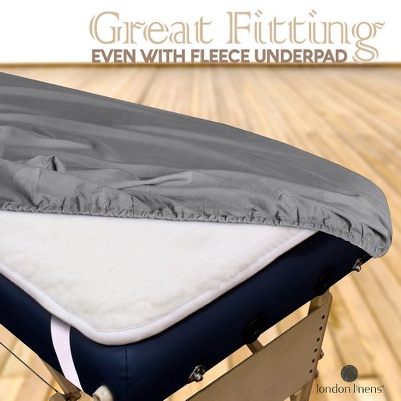 LONDON LINENS Soft Microfiber Massage Table Sheets Set 3 Piece Set - Includes Massage Table Cover, Massage Fitted Sheet, and Massage Face Rest Cover (Grey)