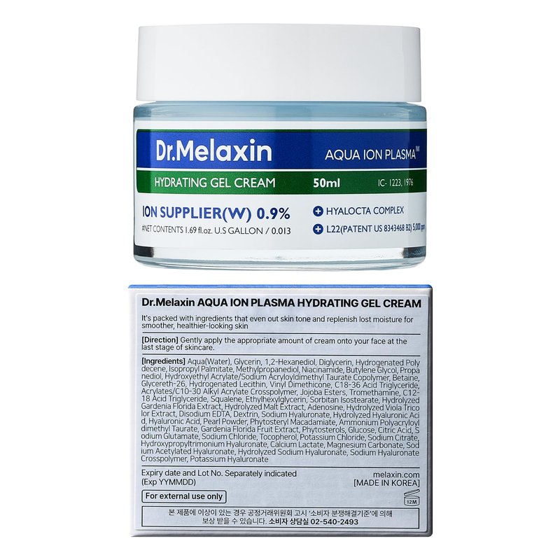 Dr.Melaxin Aqua Ion Plasma Hydrating Gel Cream for Dry & Sensitive Skin, Facial Moisturizing, Korean Skincare 50ml, 1.69 fl.oz
