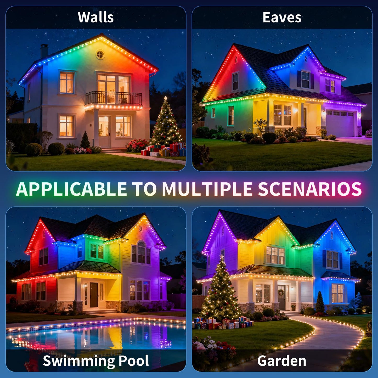 LUMLLSAJI Permanent Outdoor Lights, 200FT RGB Christmas Lights with 100 LED, App/Remote Control, 33 Scene Modes, 216 Lighting Modes, 16 Million DIY Colors,Waterproof for House Roof Lighting