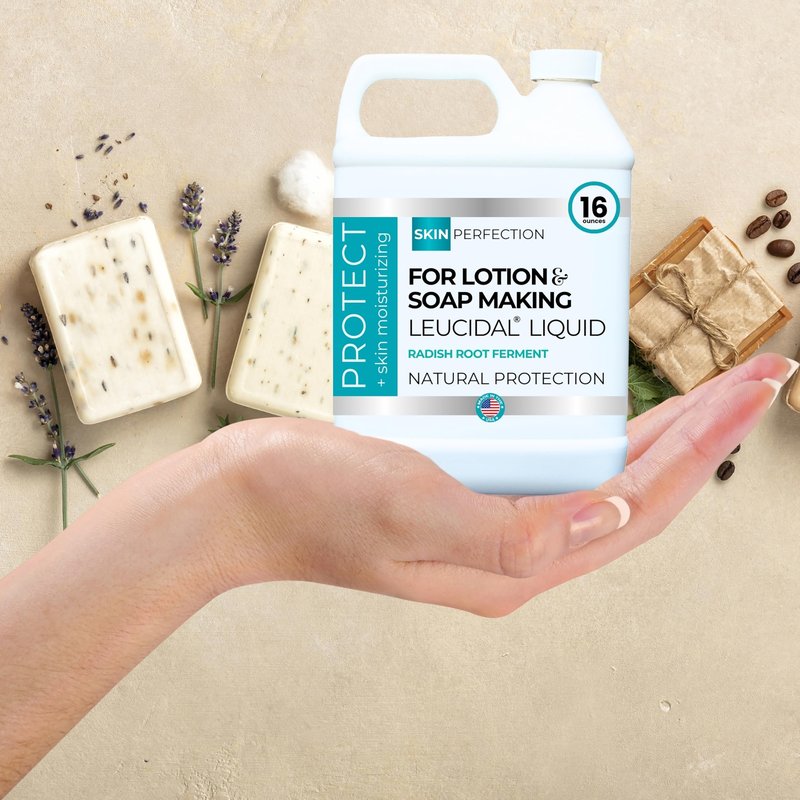 Skin Perfection Leucidal Liquid - Natural Radish Root Preservative for Lotion Making Alternative with Vitamin C Serum & Hyaluronic Acid Body Lotion Water-Soluble DIY Skincare Serums Creams 16oz