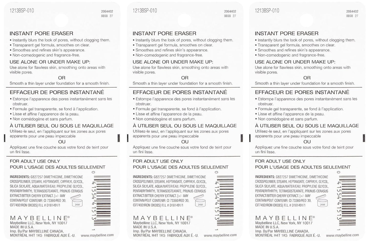 Maybelline Baby Skin Instant Pore Eraser Primer, Clear, 0.67 Fl Oz (Pack of 3)