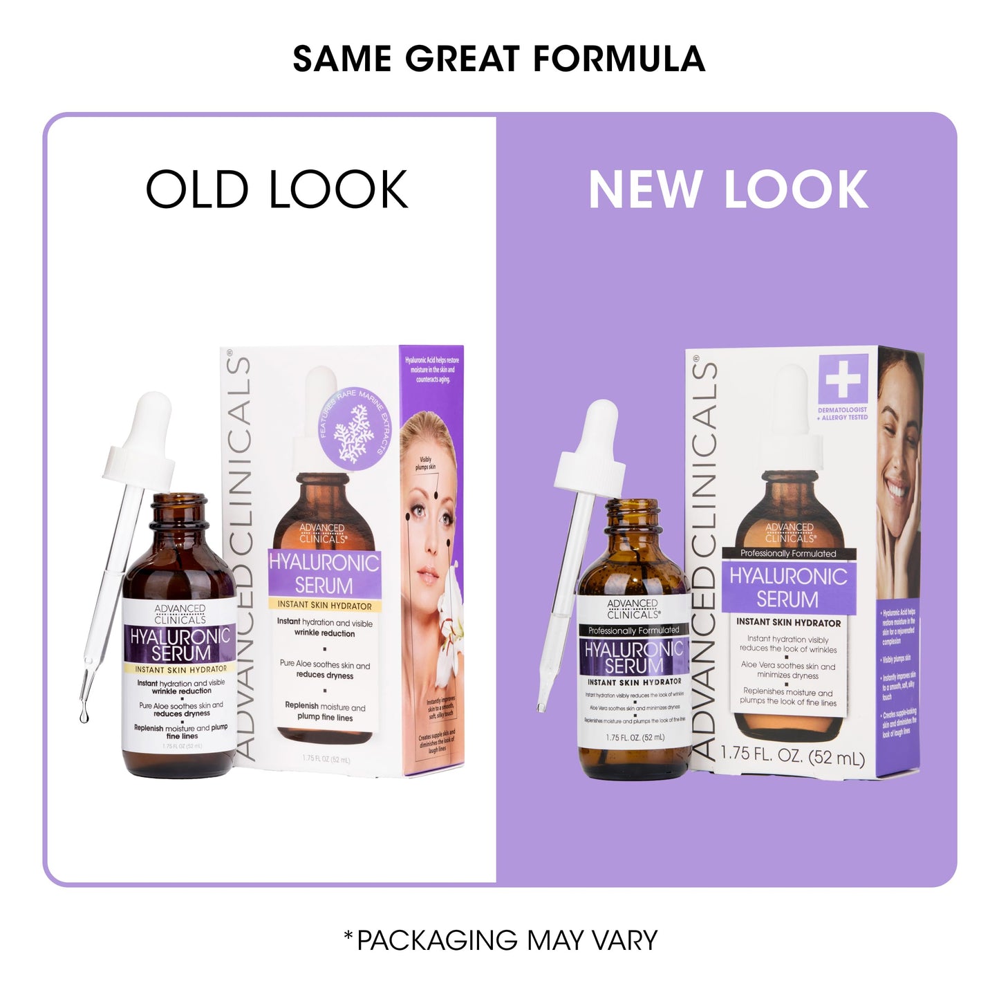Advanced Clinicals Hyaluronic Acid Face Serum Skin Care Facial Moisturizer To Restore Skin, Anti Aging Face Serum For Wrinkles, Dark Spots, Fine Lines, & Dry Skin, 1.75 Fl Oz (Pack Of 2)