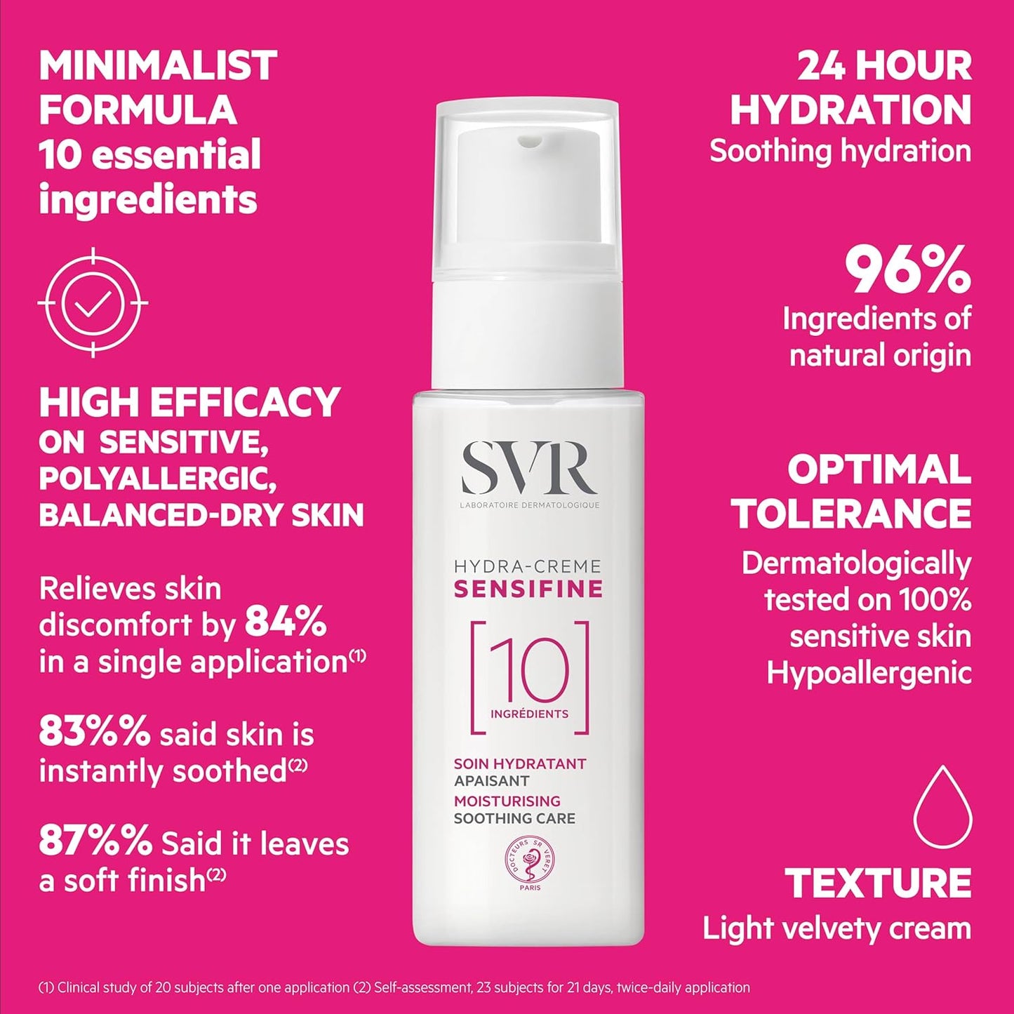 SVR Sensifine Hydra Face Cream. Moisturizing Soothing Care For Normal To Dry Dehydrated Skin. Fragrance Free Moisturizer With 96% Ingredients Of Natural Origin. 24hr Comfort And Hydration, 1.3 Fl.oz.