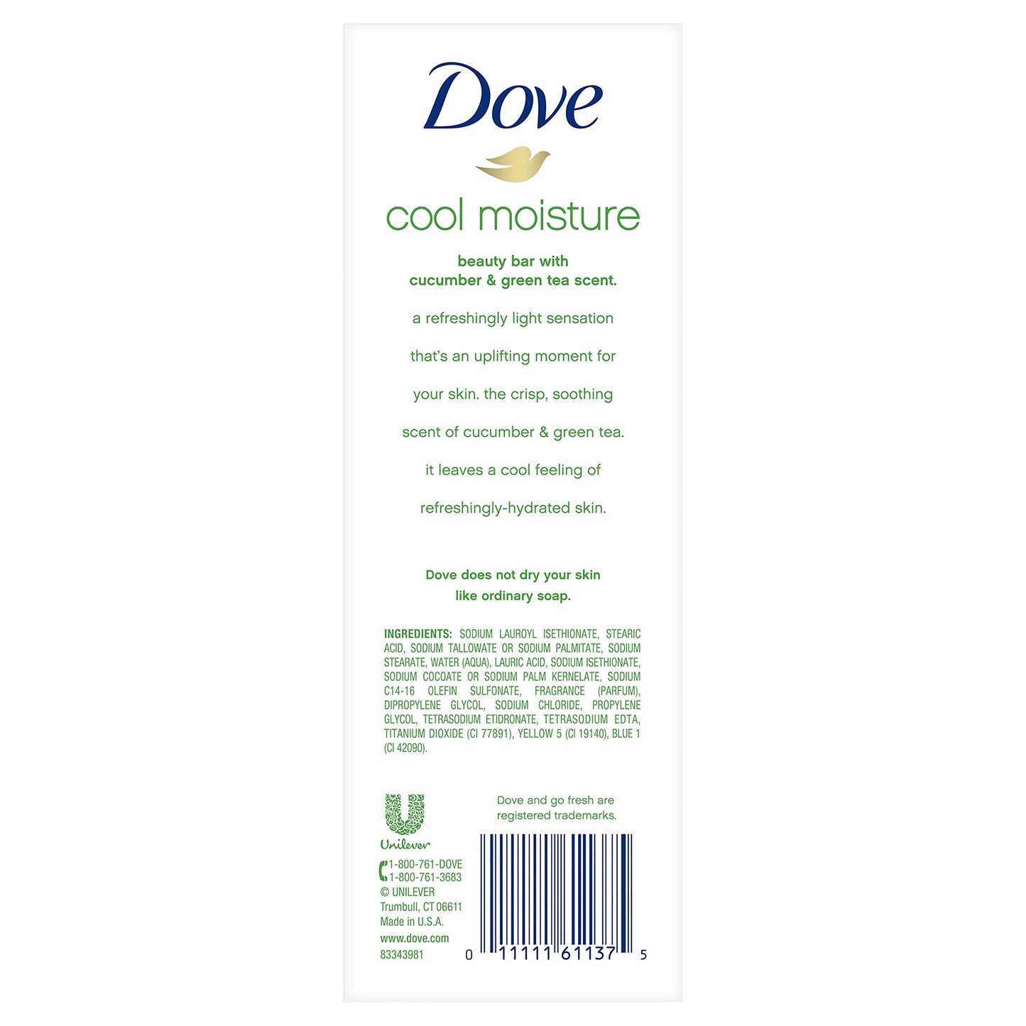 Dove go fresh Beauty Bar, Cucumber and Green Tea 4 oz, 14 Bar