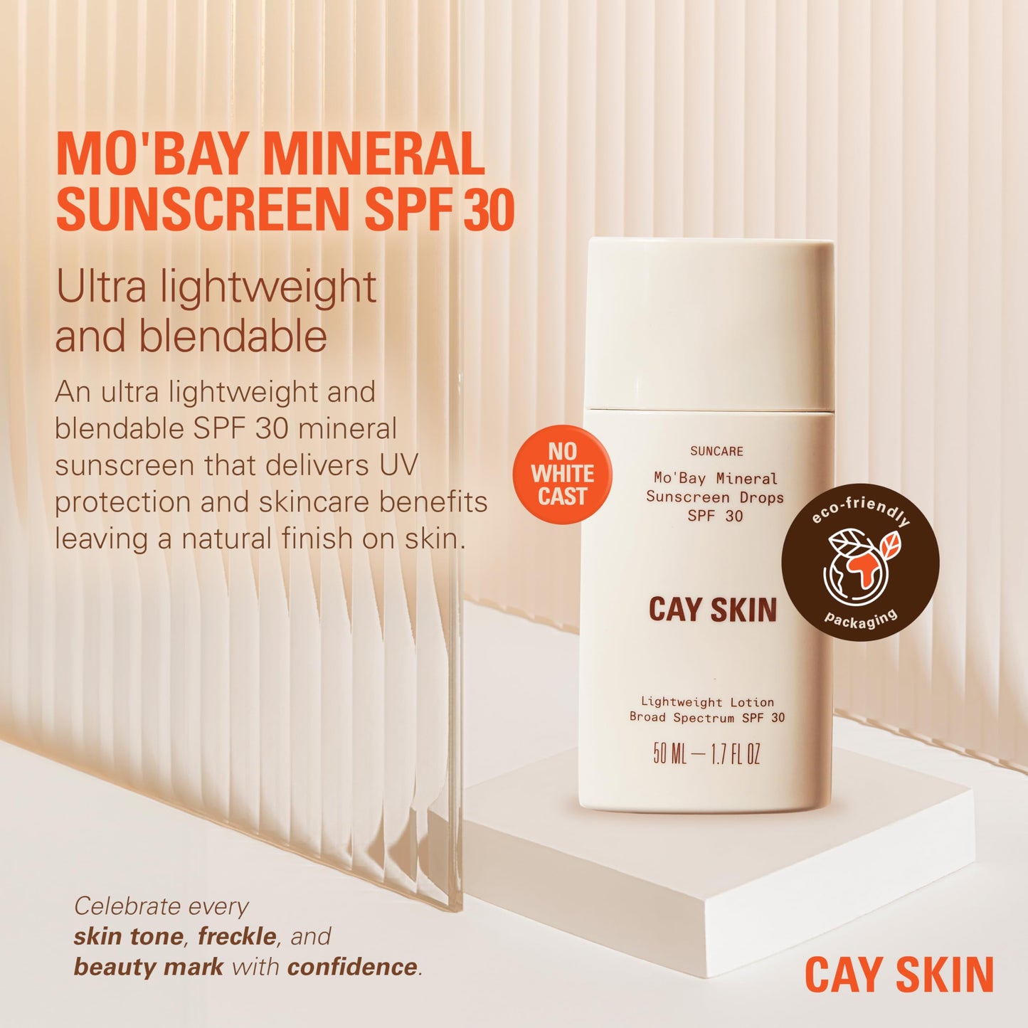 Mo'Bay Weightless Mineral Sunscreen Lotion w/SPF 30 (1.7 fl oz) - No White Cast Sunblock Cream w/Sea Moss, Fermented Guava & Squalane - Vegan Sheer Sunscreen - Mineral SPF Drops for All Skin Types